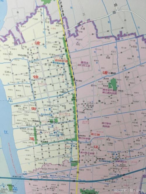 浦锦街道和浦江镇的界线.