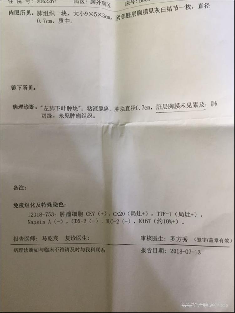 粘液肺腺癌,母亲的病理报告上山求教!