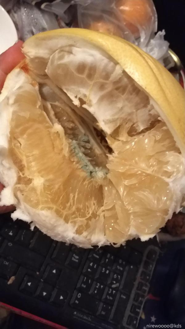 买个柚子居然里面发霉了!册那!