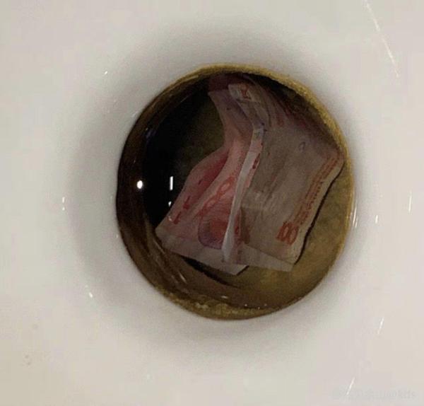 钱掉进茅坑里了