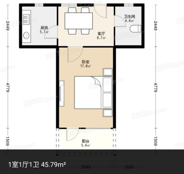 一室一厅全明户型