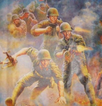 对印自卫反击战油画图片