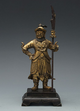 明代.铜鎏金周仓像 戳