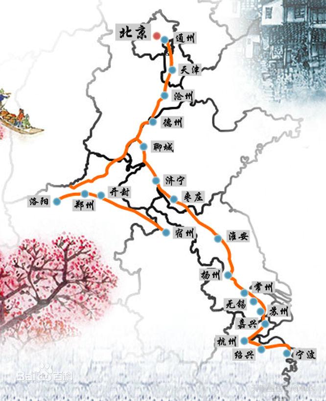 京杭大运河杭州段地图图片