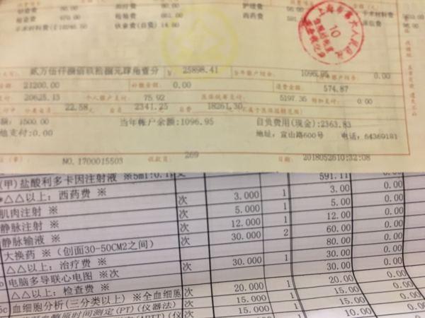 在办理出院了,总费用如下