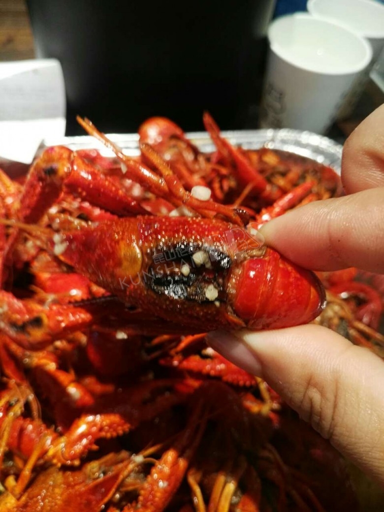 盒马的,小龙虾头烧糊了