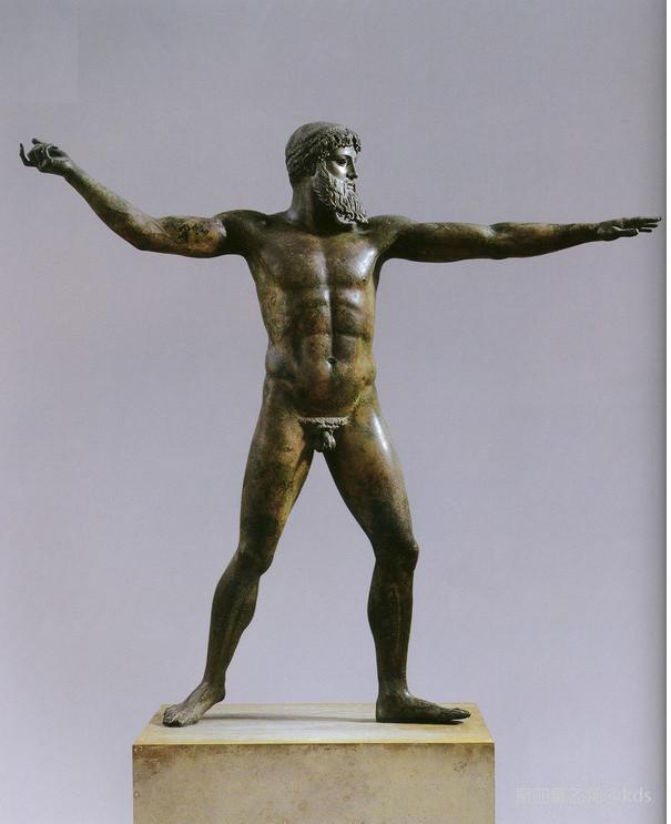 前460年青铜雕像《宙斯像》(也有可能是海神波塞冬), 从邻近希腊海岸