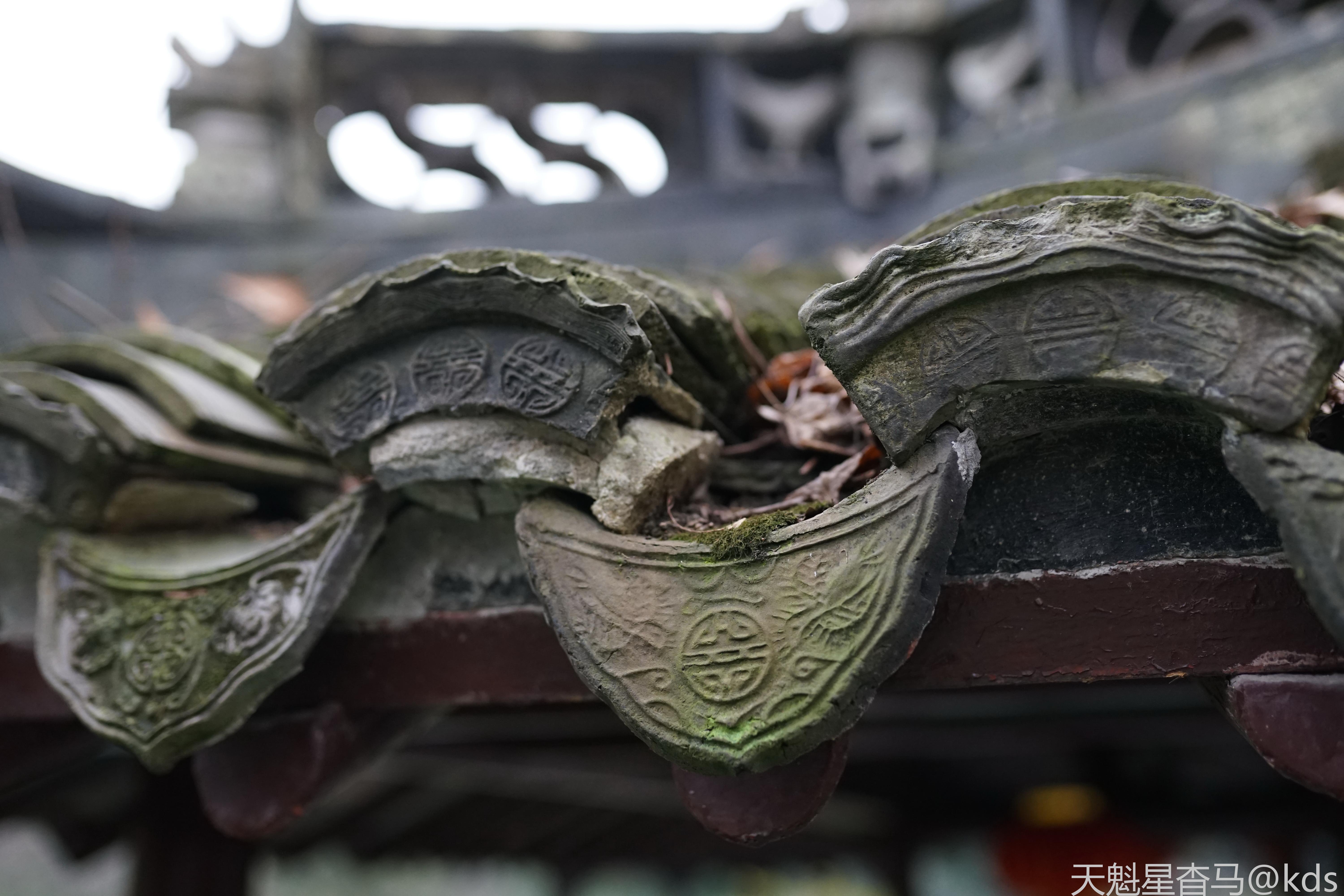 古老的瓦片上沾满了落叶,似乎在诉说着过去的故事,诉说着这里曾经