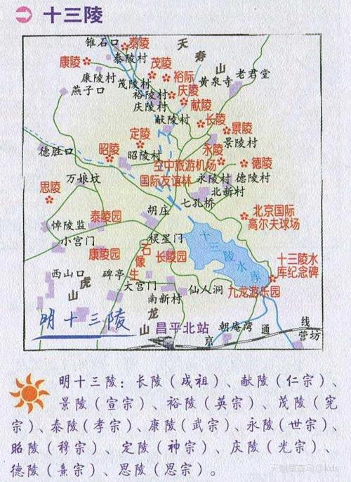 十三陵位于昌评区的天寿山,距离八达岭有50公里,相对于八达岭而