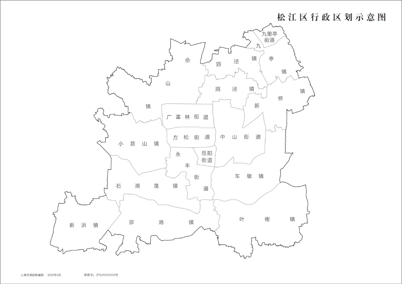 上海行政区划图松江图片