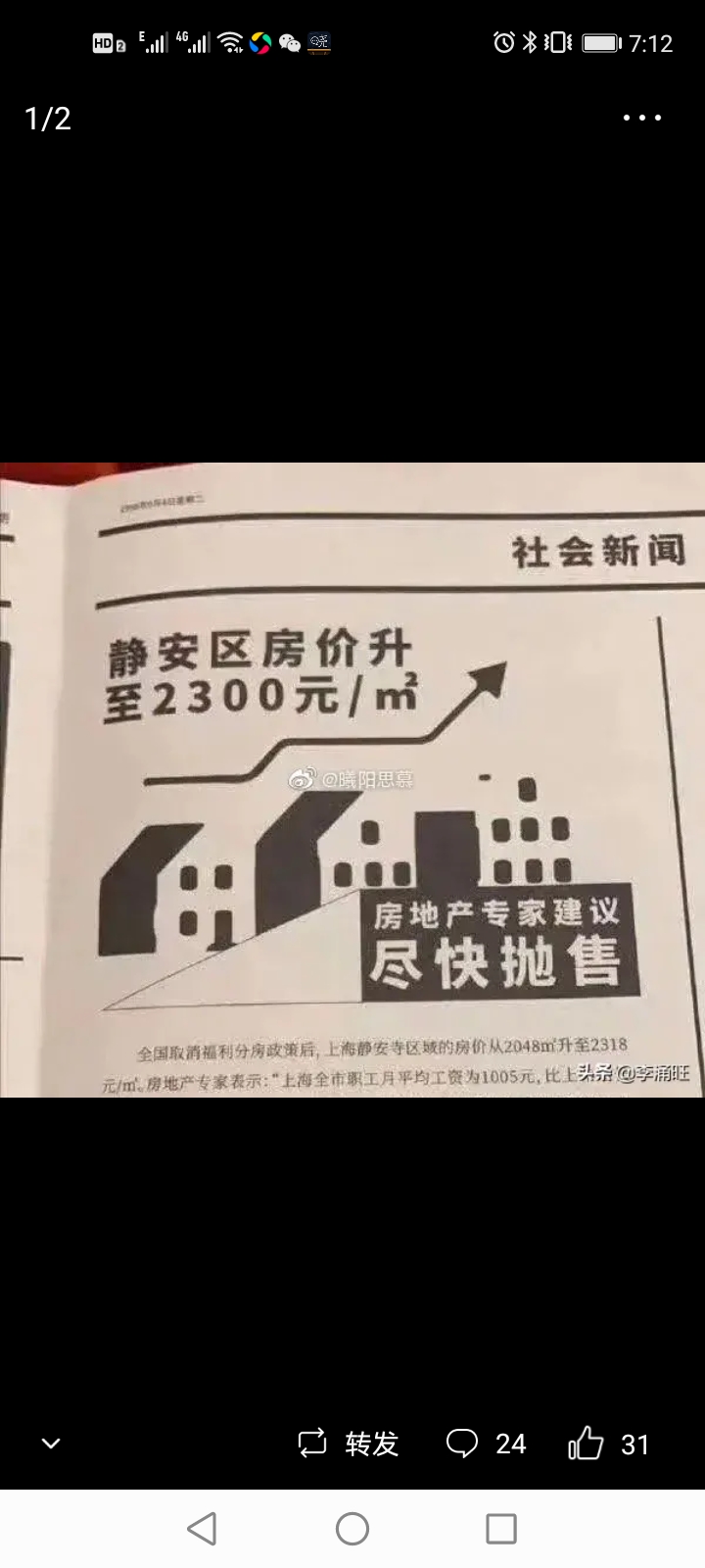 997年上海静安区房价每米高达2300元专家建议房价过高尽快抛售买不如